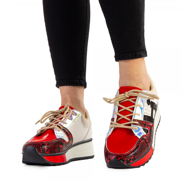 Γυναικεία αθλητικά παπούτσια  Karem κόκκινα, 4 - Kalapod.gr